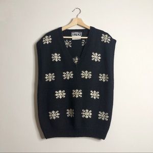 BEREK Vintage Wool Snowflake Sweater Vest Medium